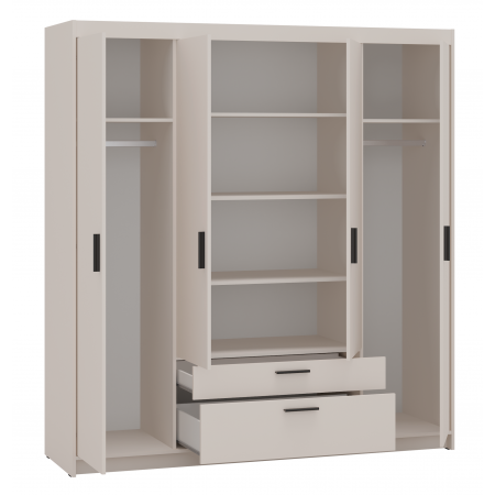 Szafa 4-drzwiowa z szufladami 176 cm garderoba TRINO beżowa